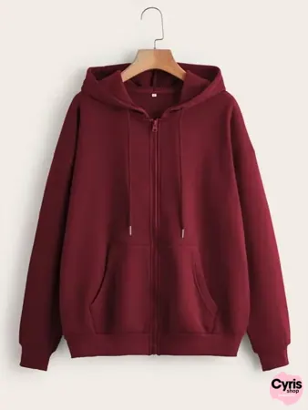 Maroon Red Zip-Up Hoodie