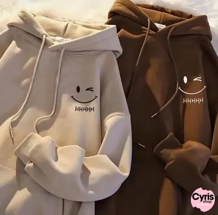 Matching Smiley Couple Hoodies – Cozy & Cute