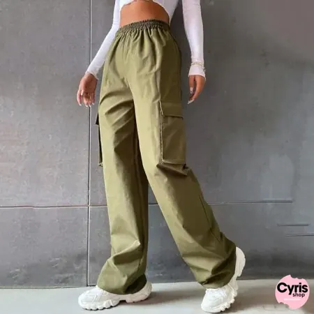 Military Green High Waist Cargo Jeans — view 2