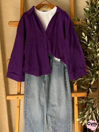 Dark purple Button-Down Shirt 3-piece combo