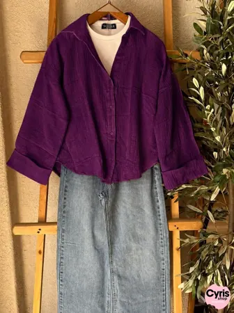 Dark purple Button-Down Shirt 3-piece combo — view 2