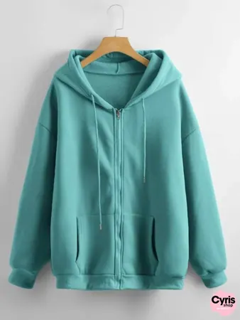 Mint Green Zipper Hoodie – Minimal Aesthetic Style