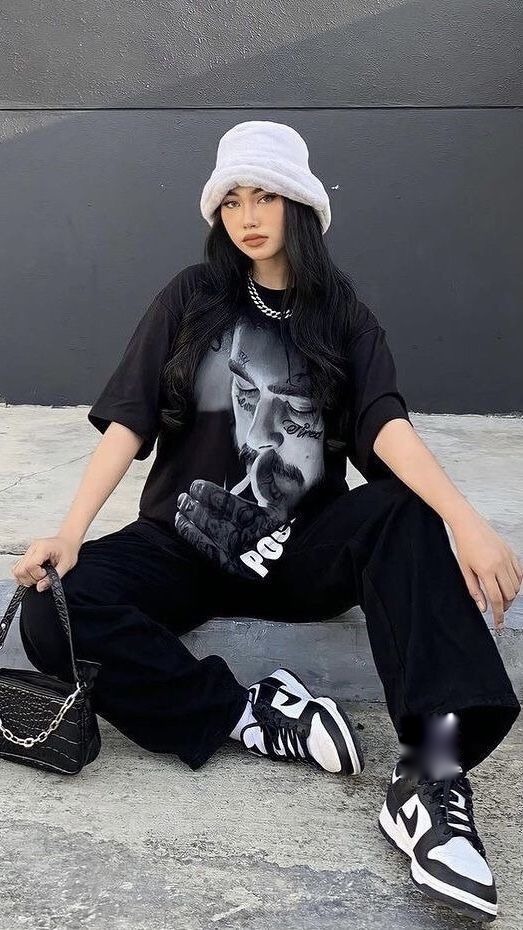 Monochrome Muse Streetwear Set – Graphic Tee & trouser combo