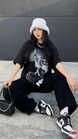Monochrome Muse Streetwear Set – Graphic Tee & trouser combo