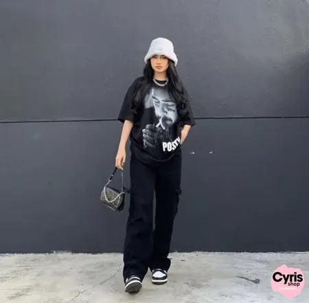 Monochrome Muse Streetwear Set – Graphic Tee & trouser combo — view 2