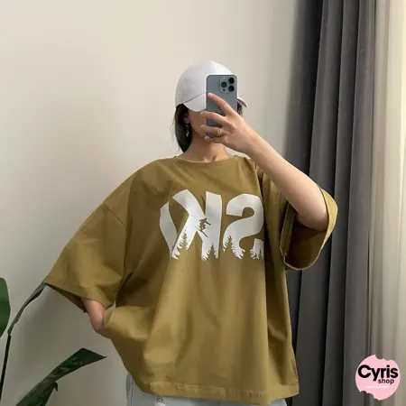 Mustard Yellow Oversized "SKI" Graphic Tee