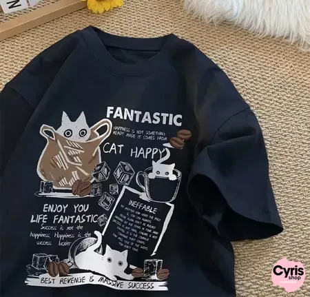 Navy Blue Fantastic Cat Tee