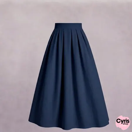 Navy Blue Pleated Maxi Skirt