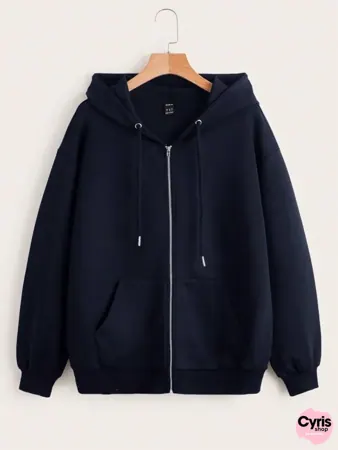 Navy Blue Zip-Up Hoodie