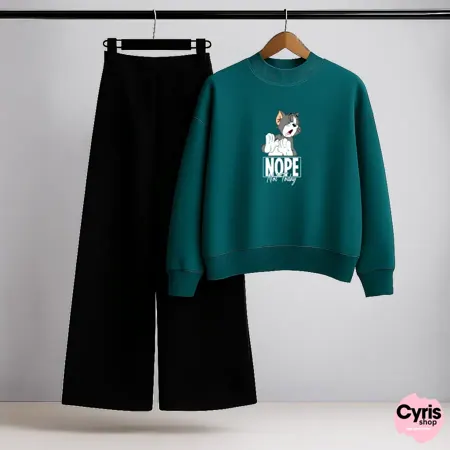 Nope Tom Teal Sweatshirt & Trouser Combo