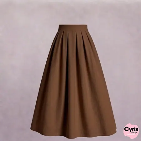 Nut pudding brown pleated skirt