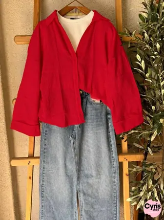 Cherry Red Button-Down Shirt 3-piece combo