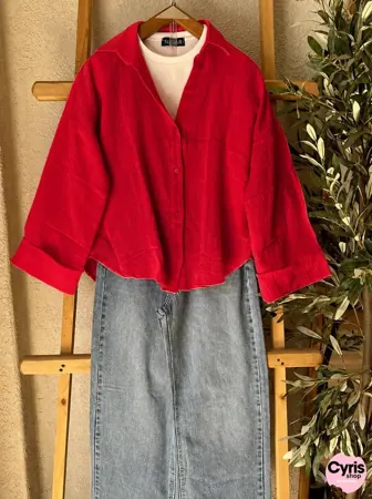 Cherry Red Button-Down Shirt 3-piece combo — view 2