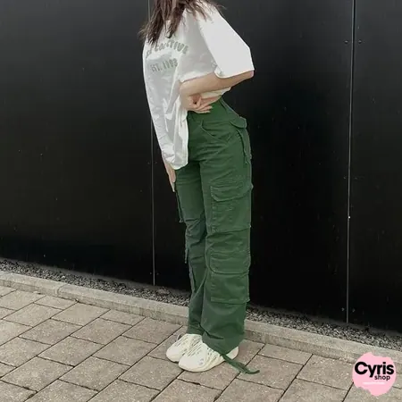 Olive Green Multi-Pocket Cargo