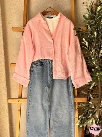 Baby Pink Button-Down Shirt 3-piece combo — view 2