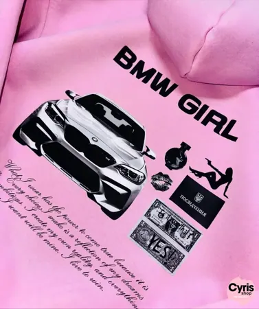 Pink Hoodie – BMW Girl Design with Car Graphic