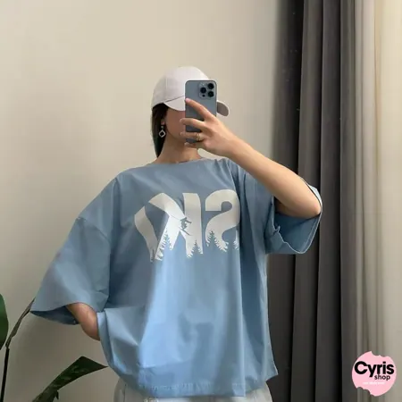 Powder Blue Oversized "SKI" Graphic Tee