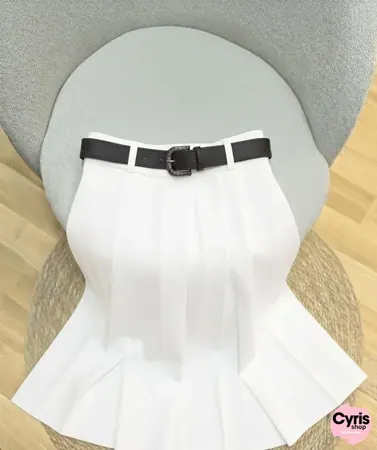 Pure White High-Waist Pleated Skirt
