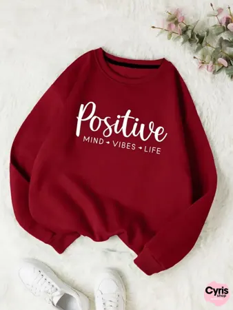 Red "Positive Mind Vibes Life" Sweatshirt
