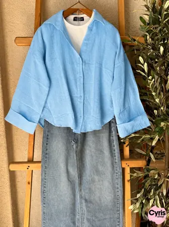 Sky blue Button-Down Shirt 3-piece combo