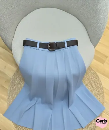 Sky Blue Soft Pleated Maxi Skirt