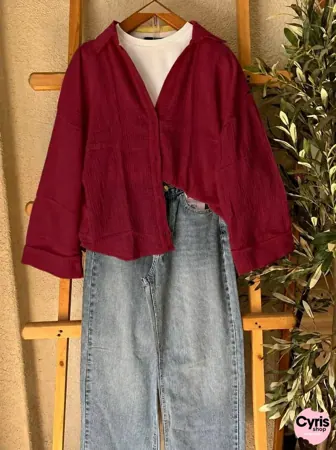 Burgundy Button-Down Shirt 3-piece combo — view 2