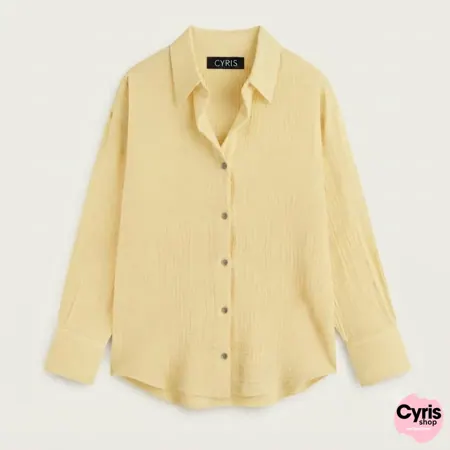 Sunbeam Yellow Breezy premium texture fabric button-down Shirt