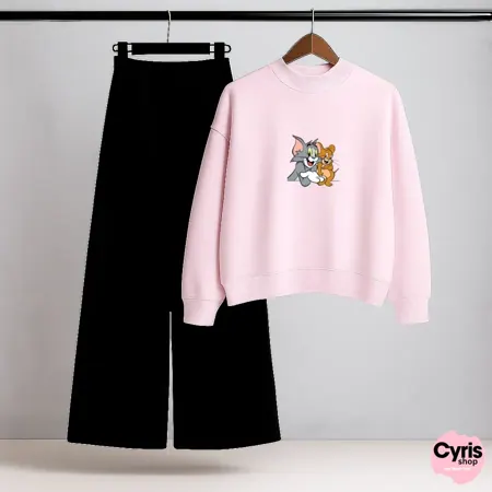 Tom & Jerry Pink Sweatshirt & Trouser Combo