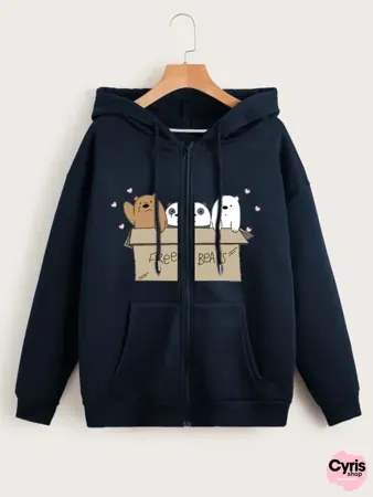 We Bear Bear Family Zipper Hoodie – Navy Blue