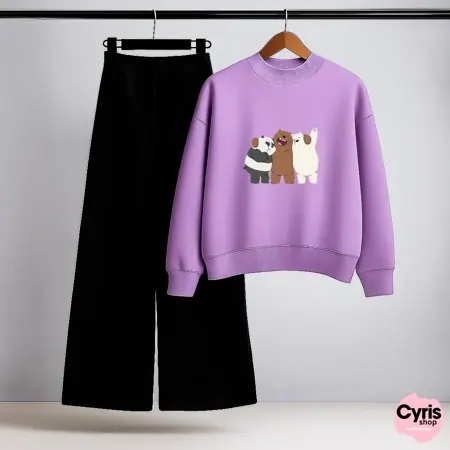 We Bear Bear Squad Lilac Sweatshirt & Trouser Combo
