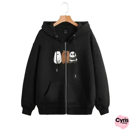 We Bear Bear Zipper Hoodie – Black Zip Style