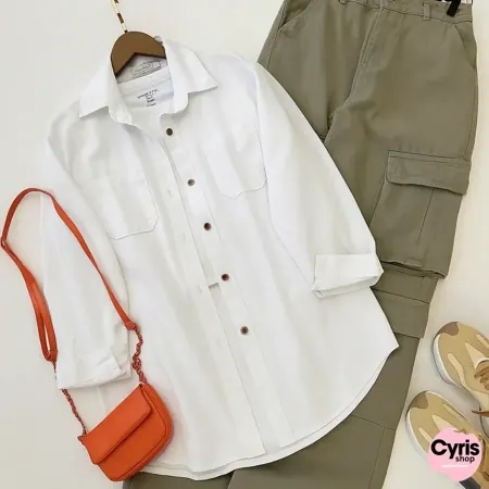 White Button-Down Shirt 3-piece combo