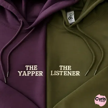 YAPPER & LISTENER Couple Hoodie (Purple & Olive)