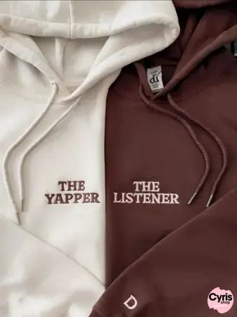 YAPPER & LISTENER Couple Hoodie (white & brown)