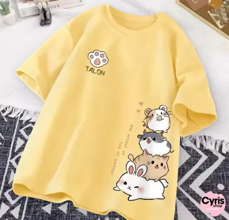 Yellow- Cute Cat Tee