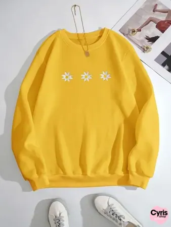 Yellow Daisy Embroidered Sweatshirt