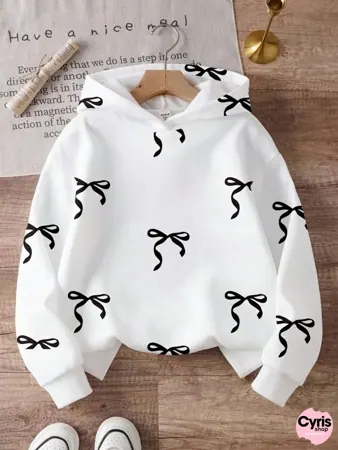 🤍Bow Babe Hoodie – White & Noir Edition