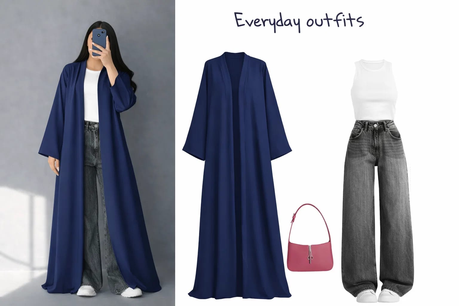 ZODIC Deep Navy Classic Abaya Combo