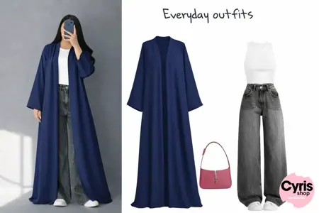 Deep Navy Classic Abaya Combo
