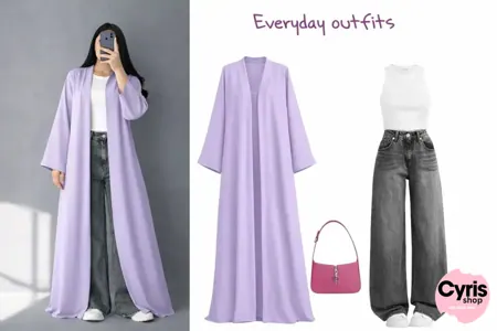 Pastel Lilac Grace Abaya Combo