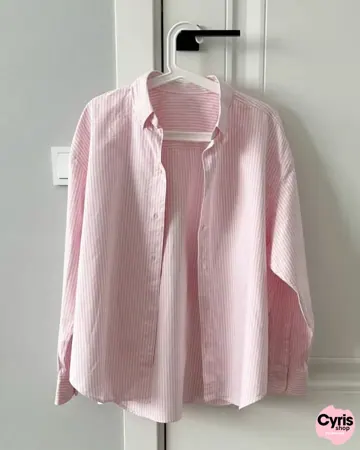 CYRIS Pink Striped Shirt & Crop Top with Denim — view 4